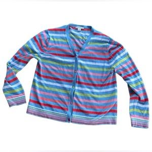 Pendleton Cardigan Sweater Women's Size Petite Large Lightweight Spring Rainbow